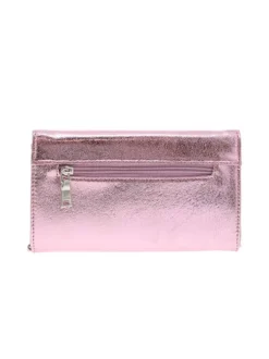 Sac à bandoulière rose uni brillant avec une fermeture à rabat et pression