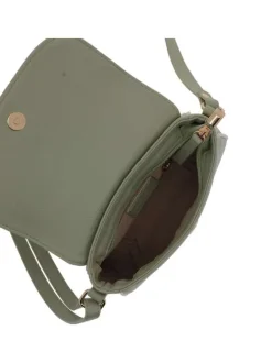Sac à bandoulière vert et doré uni en simili cuir avec logo embossé
