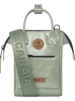 Sac à bandoulière vert uni avec une fermeture zippée et une petite pochette
