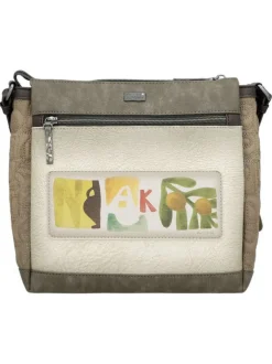 Sac beige avec des imprimés et avec une bandoulière réglable