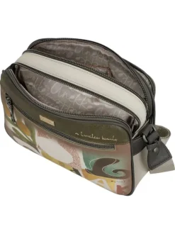 Sac beige à imprimé avec une bandoulière ajustable et 2 compartiments