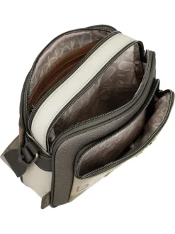 Sac beige à imprimé avec une bandoulière ajustable et 2 compartiments