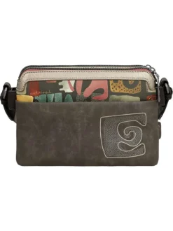 Sac beige à imprimé avec une bandoulière réglable et 2 compartiments