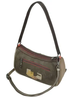 Sac beige à imprimé avec une bandoulière réglable et un anse
