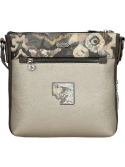 Sac beige orné de motifs exclusifs et pourvu d'une bandoulière réglable