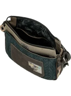 Sac beige orné de motifs exclusifs et pourvu d'une bandoulière réglable