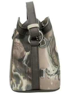 Sac beige orné de motifs exclusifs et pourvu d'une bandoulière réglable