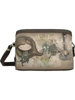 Sac beige orné de motifs exclusifs et pourvu d'une bandoulière réglable