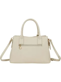 Sac beige uni avec bandoulière amovible et détails dorés