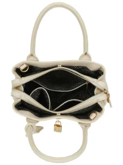 Sac beige uni avec bandoulière amovible et détails dorés