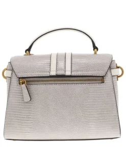 Sac beige uni texturé effet peau de serpent avec liserés blancs verticals
