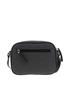 Sac besace/bandoulière noir uni avec une poche à fermeture rabat sur l'avant