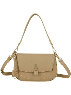 Sac besace beige uni avec anse et bandoulière amovibles