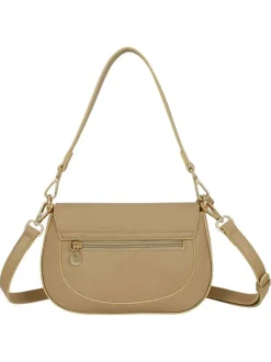 Sac besace beige uni avec anse et bandoulière amovibles