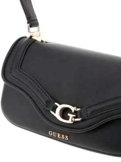 Sac besace noir uni à bandoulière avec une fermeture à rabat et pression