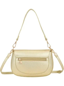 Sac besace or uni avec anse et bandoulière amovibles