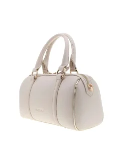 Sac bowling beige uni avec des anses et un logo embossé à l’avant