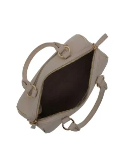 Sac bowling beige uni avec des anses et un logo embossé à l’avant