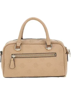 Sac bowling caramel avec des motifs fleuris embossés et deux petites anses