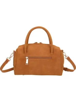 Sac bowling porté main camel uni pourvu d'une bandoulière amovible