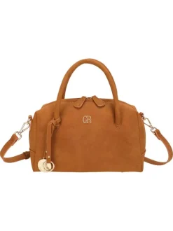 Sac bowling porté main camel uni pourvu d'une bandoulière amovible