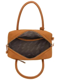 Sac bowling porté main camel uni pourvu d'une bandoulière amovible