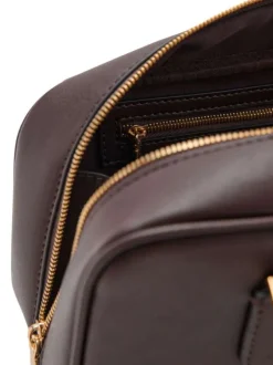Sac bowling porté main chocolat uni avec 2 anses et une fermeture zippée