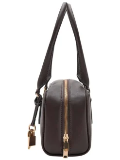 Sac bowling porté main chocolat uni avec 2 anses et une fermeture zippée