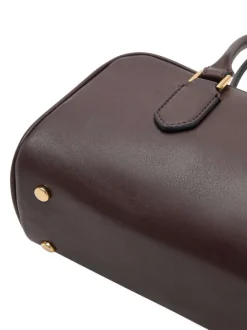 Sac bowling porté main chocolat uni avec 2 anses et une fermeture zippée