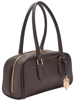 Sac bowling porté main chocolat uni avec 2 anses et une fermeture zippée