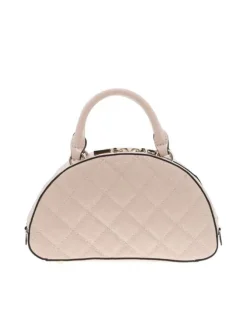 Sac Bowling rose avec monogrammes vernis all-over et matelassé