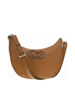 Sac camel à porté épaule forme banane avec détails dorés et bandoulière réglable