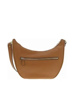 Sac camel à porté épaule forme banane avec détails dorés et bandoulière réglable