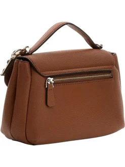 Sac cognac à bandoulière amovible et réglable pourvu du logo de la marque