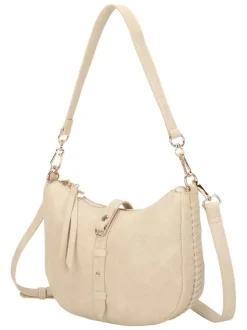 Sac écru forme banane à bandoulière amovible avec fermeture à glissière