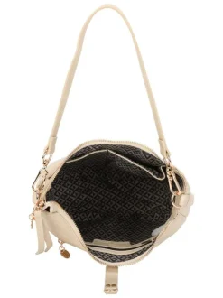 Sac écru forme banane à bandoulière amovible avec fermeture à glissière