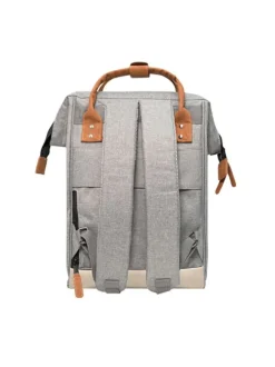 Sac à dos gris clair uni zippé avec pochettes interchangeables