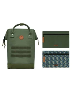 Sac à dos kaki Seoul avec logo de la marque et poches interchangeables