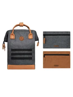 Sac à dos Londres anthracite uni avec des poches interchangeables