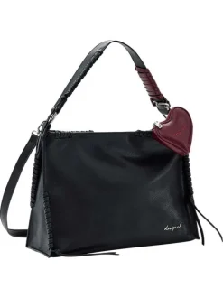 Sac en coton noir uni pourvu d'une anse et une bandoulière