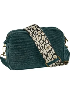 Sac en coton pétrole avec bandoulière amovible et incrustation de fils lurex