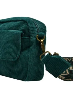 Sac en coton pétrole avec bandoulière amovible et incrustation de fils lurex
