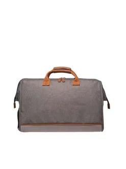 Sac gris clair uni zippé avec une petite poche avant et patch du logo iconique