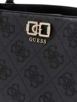 Sac à main anthracite orné d'un motif monogramme noir et du logo de la marque