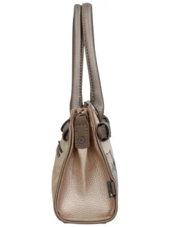 Sac à main beige à motifs avec des anses et une bandoulière amovible