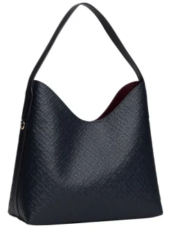Sac à main marine pourvu d'une fermeture à pression et d'une pochette amovible