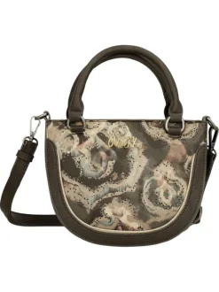 Sac à main marron à bandoulière amovible orné d'un motif effet aquarelle