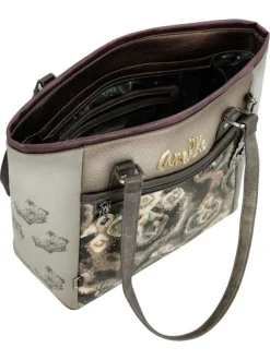 Sac à main multicolore à anses plates orné d'un motif effet aquarelle