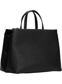 Sac à main noir aspect grainé pourvu d'une bandoulière amovible