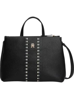 Sac à main noir aspect grainé pourvu d'une bandoulière amovible